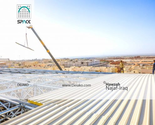 پوشش ساندویچ پانل سقف سازه فضایی قوسی نجف